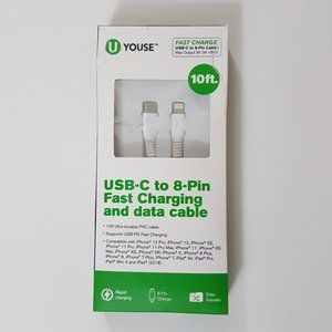 10ft usb-c to 8-pin charging cable